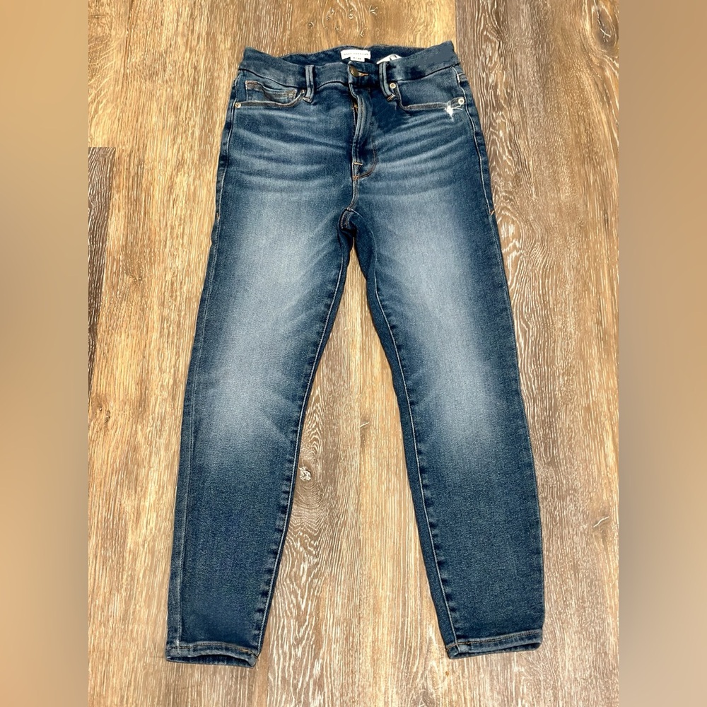 EUC Good American Good Waist Skinny Cropped Jeans- Indigo326 - Picture 4 of 13